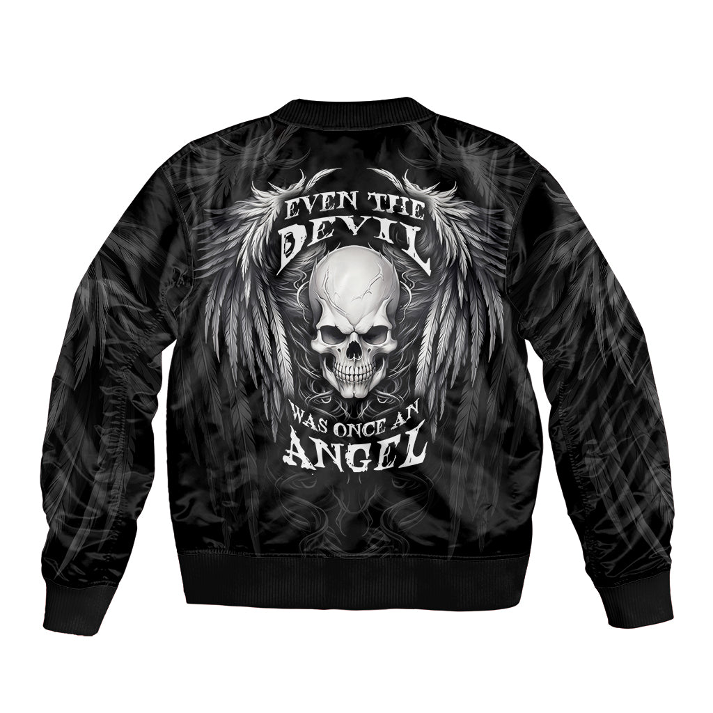 Skull and Wings Bomber Jacket Even The Devil Was Once An Angel - Wonder Print Shop