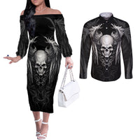 skull-and-wings-couples-matching-off-the-shoulder-long-sleeve-dress-and-long-sleeve-button-shirts-even-the-devil-was-once-an-angel