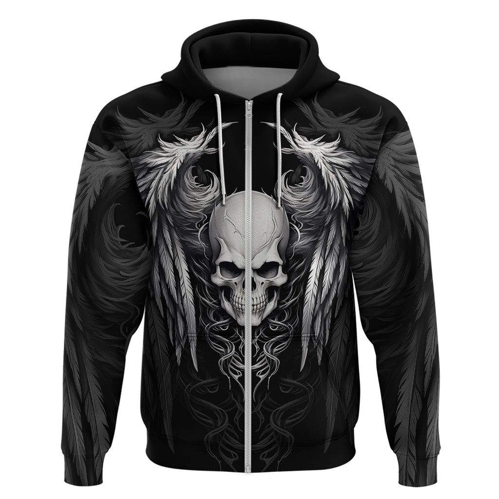 Skull and Wings Hoodie Even The Devil Was Once An Angel - Wonder Print Shop