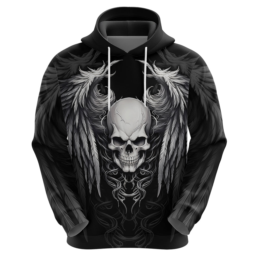 Skull and Wings Hoodie Even The Devil Was Once An Angel - Wonder Print Shop