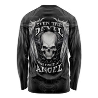 Skull and Wings Long Sleeve Shirt Even The Devil Was Once An Angel - Wonder Print Shop