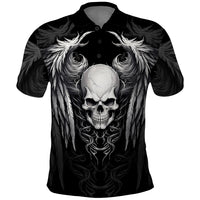 Skull and Wings Polo Shirt Even The Devil Was Once An Angel - Wonder Print Shop