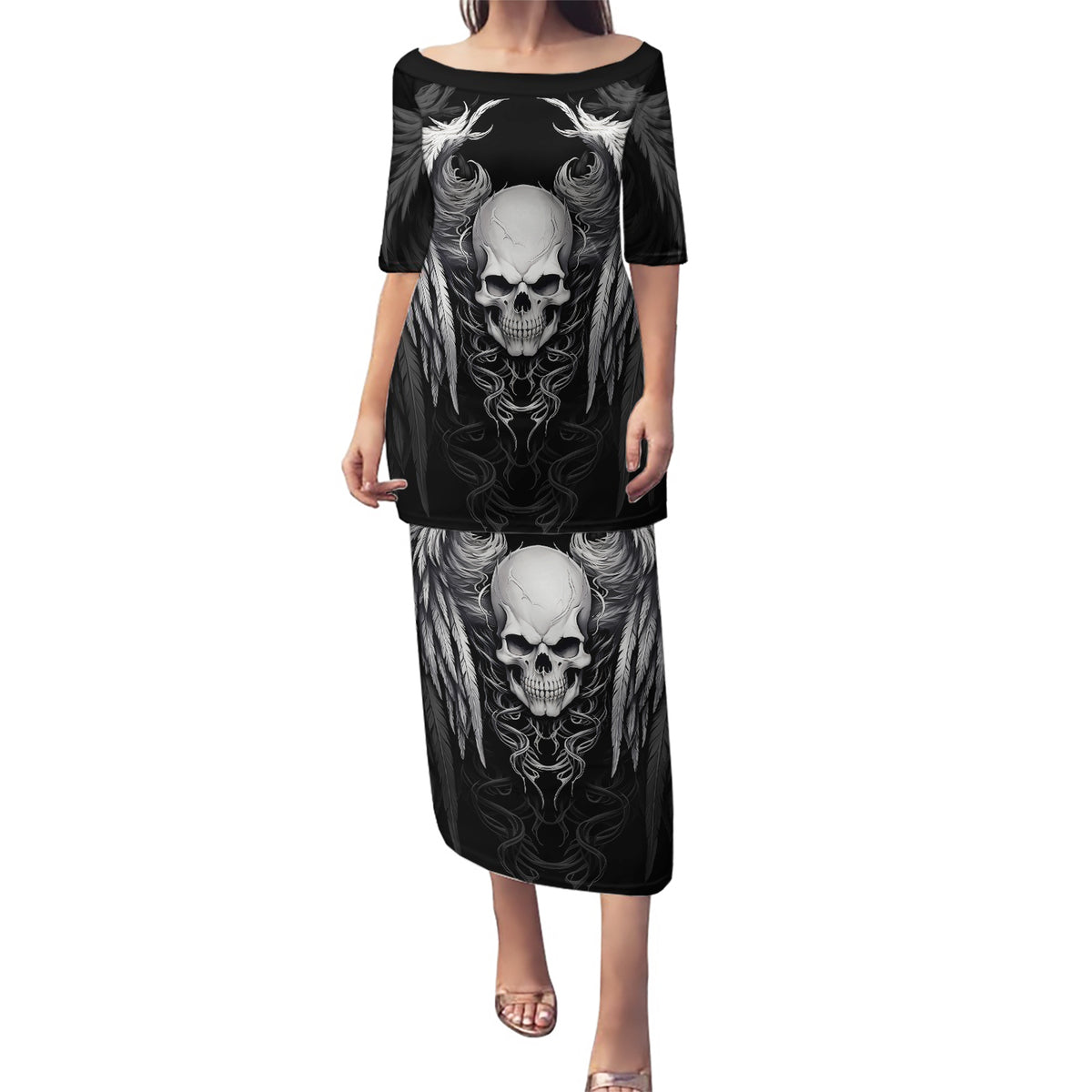 Skull and Wings Puletasi Even The Devil Was Once An Angel - Wonder Print Shop