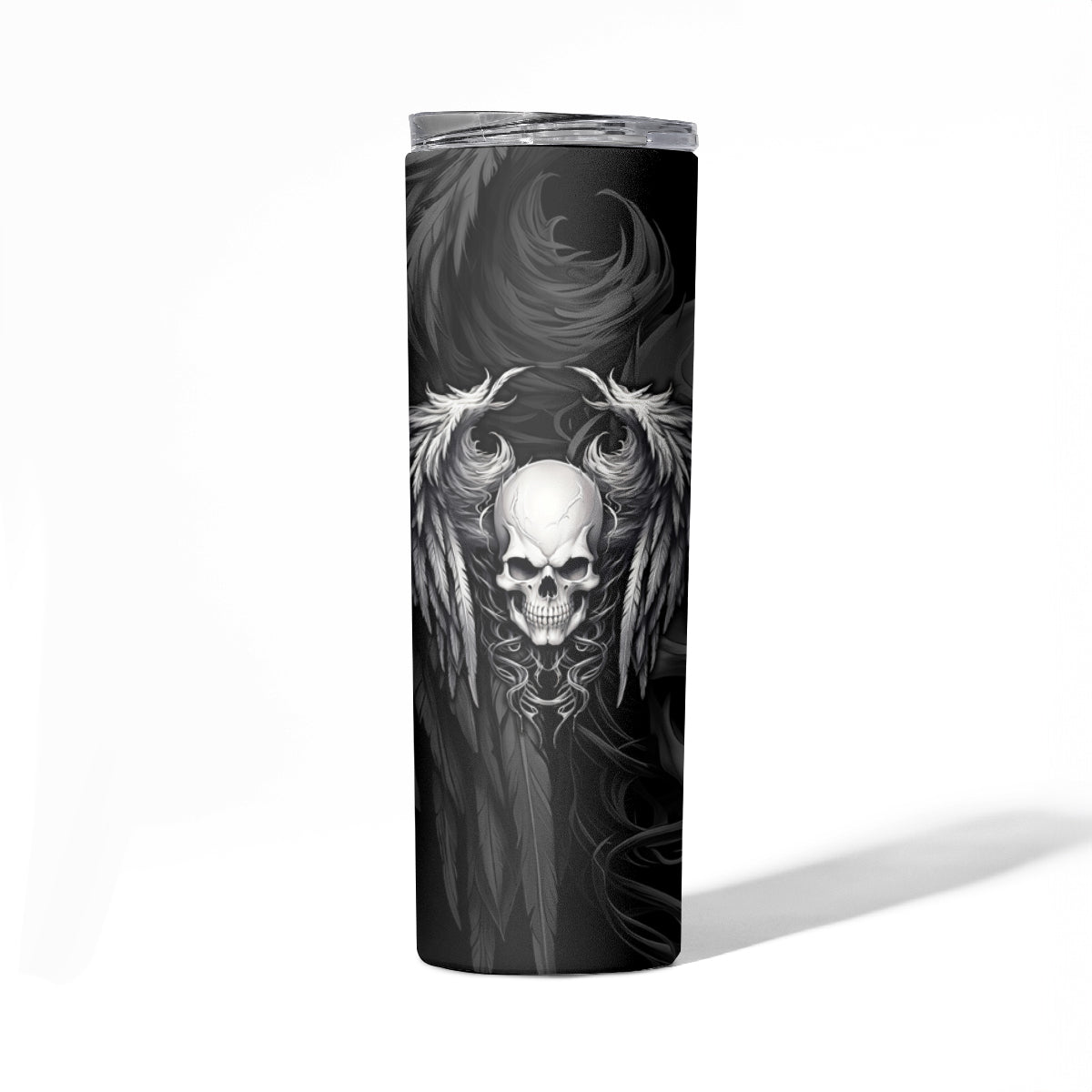 Skull and Wings Skinny Tumbler Even The Devil Was Once An Angel - Wonder Print Shop
