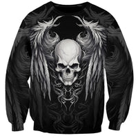 Skull and Wings Sweatshirt Even The Devil Was Once An Angel - Wonder Print Shop