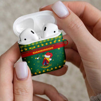 Cameroon Christmas AirPods Case with Green Red Pattern Coat of Arms Santa Hat and Stars Motif - Wonder Print Shop