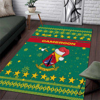 Cameroon Christmas Area Rug with Green Red Pattern Coat of Arms Santa Hat and Stars Motif - Wonder Print Shop