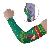 Cameroon Christmas Arm Sleeves with Green Red Pattern Coat of Arms Santa Hat and Stars Motif - Wonder Print Shop