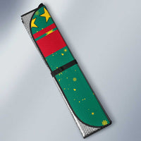 Cameroon Christmas Auto Sun Shade with Green Red Pattern Coat of Arms Santa Hat and Stars Motif - Wonder Print Shop