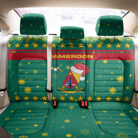 Cameroon Christmas Back Car Seat Cover with Green Red Pattern Coat of Arms Santa Hat and Stars Motif - Wonder Print Shop