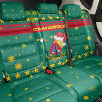Cameroon Christmas Back Car Seat Cover with Green Red Pattern Coat of Arms Santa Hat and Stars Motif - Wonder Print Shop