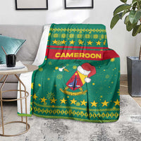 Cameroon Christmas Blanket with Green Red Pattern Coat of Arms Santa Hat and Stars Motif - Wonder Print Shop