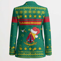 Cameroon Christmas Blazer with Green Red Pattern Coat of Arms Santa Hat and Stars Motif - Wonder Print Shop
