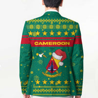 Cameroon Christmas Blazer with Green Red Pattern Coat of Arms Santa Hat and Stars Motif - Wonder Print Shop