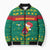 Cameroon Christmas Bomber Puffer Jacket with Green Red Pattern Coat of Arms Santa Hat and Stars Motif - Wonder Print Shop