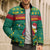 Cameroon Christmas Bomber Puffer Jacket with Green Red Pattern Coat of Arms Santa Hat and Stars Motif - Wonder Print Shop