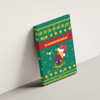 Cameroon Christmas Canvas Wall Art with Green Red Pattern Coat of Arms Santa Hat and Stars Motif - Wonder Print Shop