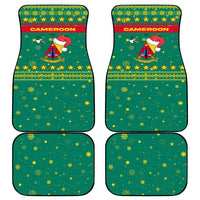 Cameroon Christmas Car Mats with Green Red Pattern Coat of Arms Santa Hat and Stars Motif - Wonder Print Shop