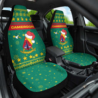 Cameroon Christmas Car Seat Cover with Green Red Pattern Coat of Arms Santa Hat and Stars Motif - Wonder Print Shop