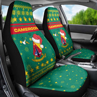 Cameroon Christmas Car Seat Cover with Green Red Pattern Coat of Arms Santa Hat and Stars Motif - Wonder Print Shop