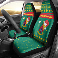 Cameroon Christmas Car Seat Cover with Green Red Pattern Coat of Arms Santa Hat and Stars Motif - Wonder Print Shop
