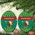Cameroon Christmas Ceramic Ornament with Green Red Pattern Coat of Arms Santa Hat and Stars Motif - Wonder Print Shop