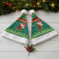 Cameroon Christmas Santa Hat with Green Red Pattern Coat of Arms Santa Hat and Stars Motif - Wonder Print Shop