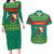 Cameroon Christmas Couples Matching Long Sleeve Bodycon Dress and Hawaiian Shirt with Green Red Pattern Coat of Arms Santa Hat and Stars Motif - Wonder Print Shop