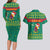 Cameroon Christmas Couples Matching Long Sleeve Bodycon Dress and Hawaiian Shirt with Green Red Pattern Coat of Arms Santa Hat and Stars Motif - Wonder Print Shop