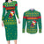 Cameroon Christmas Couples Matching Long Sleeve Bodycon Dress and Long Sleeve Button Shirt with Green Red Pattern Coat of Arms Santa Hat and Stars Motif - Wonder Print Shop