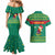 Cameroon Christmas Couples Matching Mermaid Dress and Hawaiian Shirt with Green Red Pattern Coat of Arms Santa Hat and Stars Motif - Wonder Print Shop