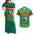 Cameroon Christmas Couples Matching Off Shoulder Maxi Dress and Hawaiian Shirt with Green Red Pattern Coat of Arms Santa Hat and Stars Motif - Wonder Print Shop