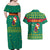 Cameroon Christmas Couples Matching Off Shoulder Maxi Dress and Hawaiian Shirt with Green Red Pattern Coat of Arms Santa Hat and Stars Motif - Wonder Print Shop