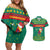 Cameroon Christmas Couples Matching Off Shoulder Short Dress and Hawaiian Shirt with Green Red Pattern Coat of Arms Santa Hat and Stars Motif - Wonder Print Shop