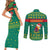 Cameroon Christmas Couples Matching Short Sleeve Bodycon Dress and Long Sleeve Button Shirt with Green Red Pattern Coat of Arms Santa Hat and Stars Motif - Wonder Print Shop