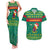 Cameroon Christmas Couples Matching Tank Maxi Dress and Hawaiian Shirt with Green Red Pattern Coat of Arms Santa Hat and Stars Motif - Wonder Print Shop