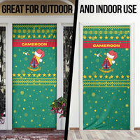 Cameroon Christmas Door Cover with Green Red Pattern Coat of Arms Santa Hat and Stars Motif - Wonder Print Shop