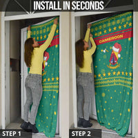 Cameroon Christmas Door Cover with Green Red Pattern Coat of Arms Santa Hat and Stars Motif - Wonder Print Shop