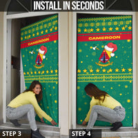Cameroon Christmas Door Cover with Green Red Pattern Coat of Arms Santa Hat and Stars Motif - Wonder Print Shop
