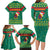 Cameroon Christmas Family Matching Long Sleeve Bodycon Dress and Hawaiian Shirt with Green Red Pattern Coat of Arms Santa Hat and Stars Motif - Wonder Print Shop