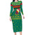 Cameroon Christmas Family Matching Long Sleeve Bodycon Dress and Hawaiian Shirt with Green Red Pattern Coat of Arms Santa Hat and Stars Motif - Wonder Print Shop