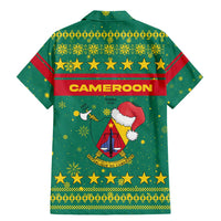 Cameroon Christmas Family Matching Mermaid Dress and Hawaiian Shirt with Green Red Pattern Coat of Arms Santa Hat and Stars Motif - Wonder Print Shop