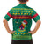 Cameroon Christmas Family Matching Off The Shoulder Long Sleeve Dress and Hawaiian Shirt with Green Red Pattern Coat of Arms Santa Hat and Stars Motif - Wonder Print Shop