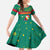 Cameroon Christmas Family Matching Off The Shoulder Long Sleeve Dress and Hawaiian Shirt with Green Red Pattern Coat of Arms Santa Hat and Stars Motif - Wonder Print Shop