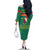 Cameroon Christmas Family Matching Off The Shoulder Long Sleeve Dress and Hawaiian Shirt with Green Red Pattern Coat of Arms Santa Hat and Stars Motif - Wonder Print Shop