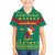 Cameroon Christmas Family Matching Off The Shoulder Long Sleeve Dress and Hawaiian Shirt with Green Red Pattern Coat of Arms Santa Hat and Stars Motif - Wonder Print Shop