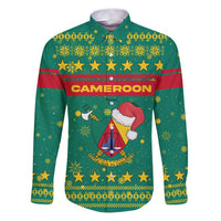 Cameroon Christmas Family Matching Puletasi and Hawaiian Shirt with Green Red Pattern Coat of Arms Santa Hat and Stars Motif - Wonder Print Shop