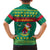 Cameroon Christmas Family Matching Short Sleeve Bodycon Dress and Hawaiian Shirt with Green Red Pattern Coat of Arms Santa Hat and Stars Motif - Wonder Print Shop