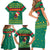 Cameroon Christmas Family Matching Short Sleeve Bodycon Dress and Hawaiian Shirt with Green Red Pattern Coat of Arms Santa Hat and Stars Motif - Wonder Print Shop