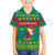 Cameroon Christmas Family Matching Short Sleeve Bodycon Dress and Hawaiian Shirt with Green Red Pattern Coat of Arms Santa Hat and Stars Motif - Wonder Print Shop